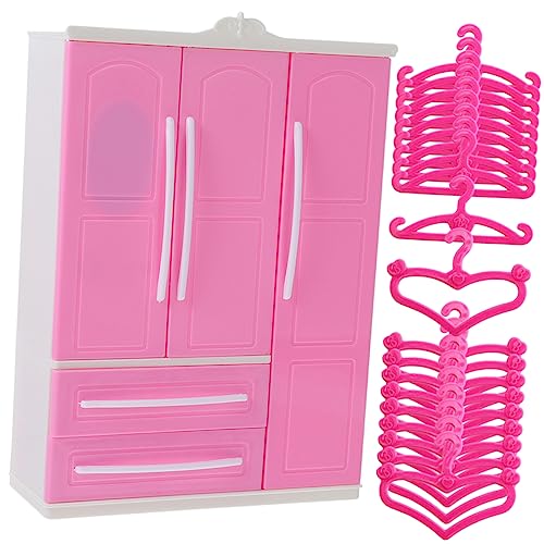 KONTONTY 1 Satz Kleiderschrank Mit DREI Seiten Puppenschrank Puppenkleiderbügel Mini Kleiderbügel Für Babys Babyzubehör Ankleideschrank Für Kleine Mädchen Möbel Für Puppenhaus Abs Rosy von KONTONTY