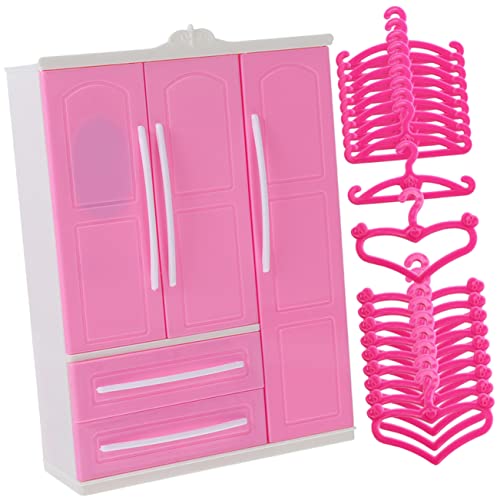 KONTONTY 1 Satz Kleiderschrank mit DREI Seiten klein Puppenhaus Miniaturhaus trimmt Puppen kleiderschränke puppenmöbel kleiderständer Puppengarderobe Puppenschrank Abs Rosy von KONTONTY