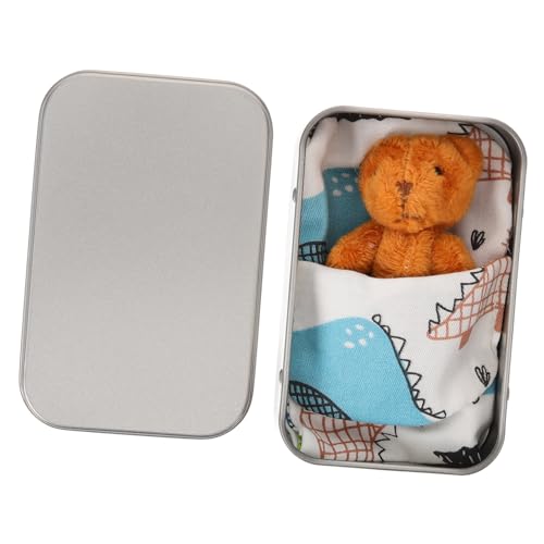 KONTONTY Teddybär Plüschtier Teddybär Klein 1 Satz Kleine Bärenbox Taschentücher Aus Stoff Mini-stofftier Mini-stoffbär in Dose Kleine Bärenverzierung Bärenanhänger Wohnkultur Kurzer Plüsch von KONTONTY