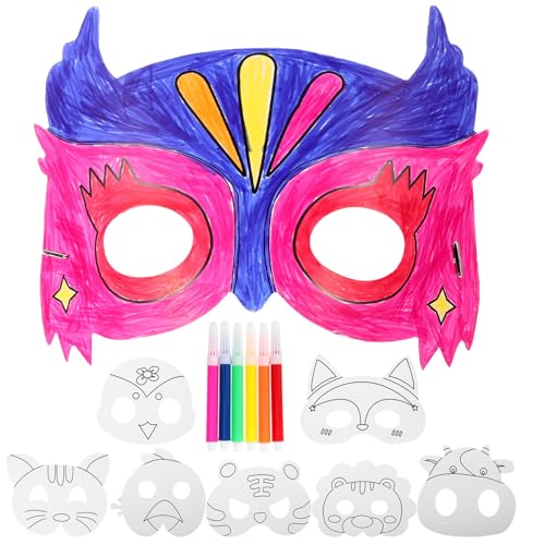 KONTONTY 1 Satz Leere ausmalen weiße Bastelmasken Blankomasken zum Basteln halloween masken halloweenmaske Bemalbare aus Papier Halloween unfertige Masken von KONTONTY