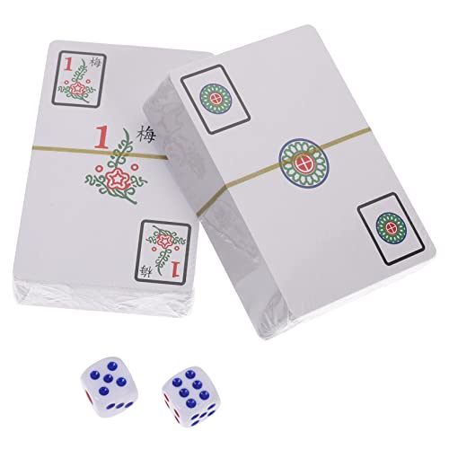 KONTONTY 1 Satz Mahjong-Poker Mahjong-Spielzeug Spielkarten mit chinesischen Kacheln Chinesisches Mahjong-Kartenset Mini-Mahjong-Kartenset Party-Mahjong-Kartenset Requisiten für Reisespiele von KONTONTY