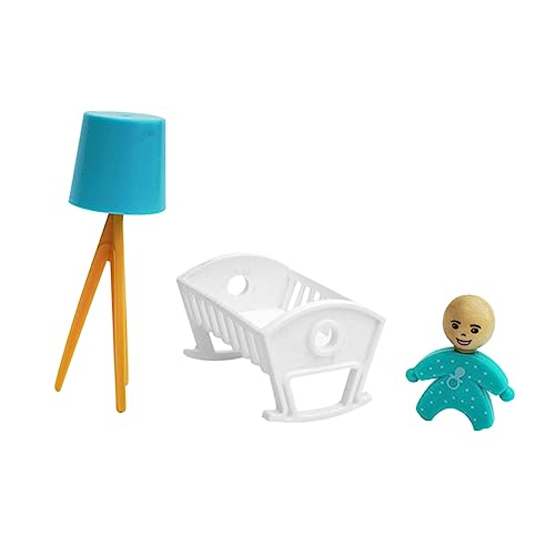 KONTONTY 1 Satz Mini- -Ornamente Mini-babyschlafzimmermöbel Puppenhaus-säuglingsmodell Puppenhaus Minibett Babybett Modell Mini-stehlampenmodell Mini-hausschmuck Plastik Weiß von KONTONTY