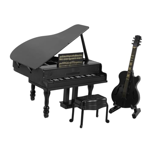 KONTONTY 1 Satz Miniatur-Musikinstrument Puppenhaus Mini- Stoffmodell Mikrorahmen Klavier Set Mini Klavier und Gitarre Miniaturmodell Einer E-Gitarre Minigitarren Plastik von KONTONTY