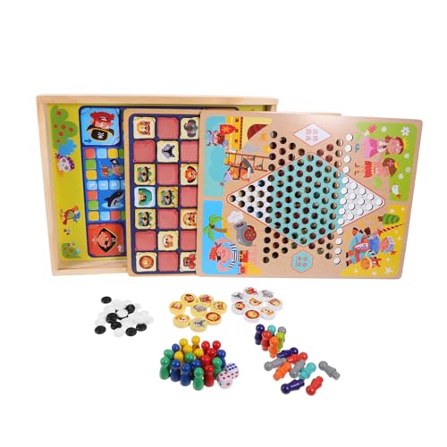 KONTONTY 1 Satz Multifunktionales Schachspielzeug Domino-Spielzeug Eltern-Kind-schachspiel Ludo-Spiel Tischhockeyspiel Schachspiel Für Anfänger Spielbrett Tragbares Reiseschachspiel Hölzern von KONTONTY