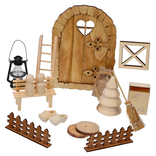 KONTONTY 1 Satz Puppenhaus Mini Weihnachtstür Set In Feuerglasierten Farben Puppenhaus Weihnachtsfiguren Weihnachts Bastelbedarf Weihnachtsminiaturen Figuren Mini Möbel Aus Holz von KONTONTY