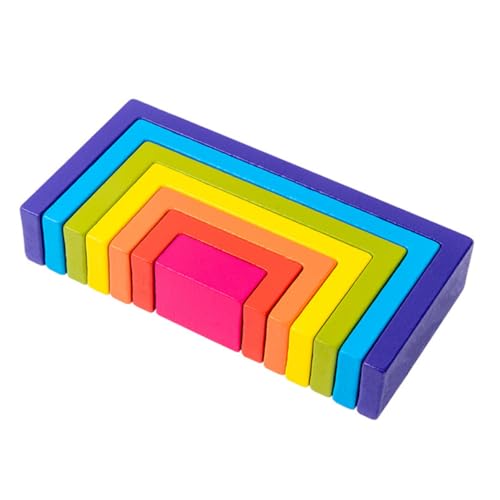 KONTONTY 1 Satz Quadratische Regenbogen-Bausteine holzspielzeug für geschenketueten Toys Bausteine ​​Bauen Bauspielzeug aus Holz hölzern Colorful von KONTONTY