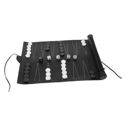 KONTONTY 1 Satz Schachbrett Backgammon-Set PU Leder Schach spielmatte Schach für Erwachsene Gesellschaftsspiele Reisespiele Schachspiel Teil Tischschachspielzeug Schachmatte Melamin Black von KONTONTY