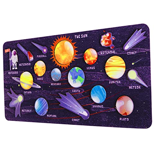 KONTONTY 1 Satz Sonnensystem-Puzzle Weltraumplaneten-Puzzle Weltraum-Lernspielzeug Modelle des Sonnensystems Kinder rätsel Kinderspielzeug Vorschulspielzeug Kleinkinder Holzpuzzle hölzern von KONTONTY