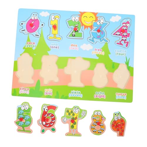 KONTONTY 1 Satz Spanisches Puzzle Holzpuzzle kinderpuzzle Holzspielzeug für Kinder Puzzlematte Puzzlebuch jigköpfe Logik-Puzzle-Spielzeug aus Holz Puzzle zum Erlernen der spanischen Sprache von KONTONTY