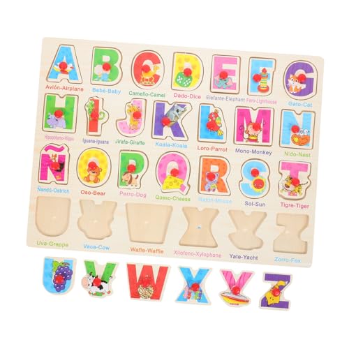 KONTONTY 1 Satz Spanisches Puzzle kinderpuzzle holzspielzeug Spanische Sprache Spielzeug Formenpuzzle Kleinkindspielzeug Spielzeug für Kleinkinder Lernpuzzle für Kleinkinder Lernspielzeug von KONTONTY