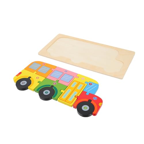 KONTONTY 1 Satz Stereo-Block-Puzzle Fahrzeug Puzzle Autospielzeug Für Mädchen Kinderpuzzle Puzzles Für Kinder Rätsel Kleinkind Bus-Spielzeug Puzzle-Spielzeug Für Kinder 3D-Puzzle Holz von KONTONTY