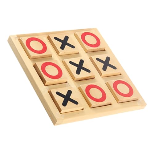 KONTONTY 1 Satz -Toe Klassisches Brettspiel Xo Schachbrett Brettspiel Schach Spielzeug Strategie-brettspiel Tics Tac Toe Familienspiel Brettspielspielzeug Mini-Schachbrett Holz Khaki von KONTONTY