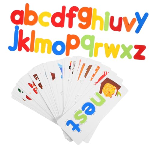 KONTONTY 1 Satz Wortbuchstabierspielzeug Kinderbuchstabe Kognitives Englisches Buchstabierspiel Kleinkind-Puzzle Alphabet-rätsel Alphabet-buchstabierspiele Für Holz von KONTONTY