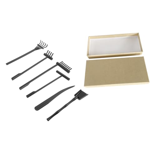 KONTONTY 1 Satz Zen-sandrechen-Set Spinnender Sandgarten Zen-Garten-Set Zen-Garten Für Den Schreibtisch Deckel Zen Garten Zen-Garten Mit Sandrechen Anlage Gartensand Plastik Black von KONTONTY