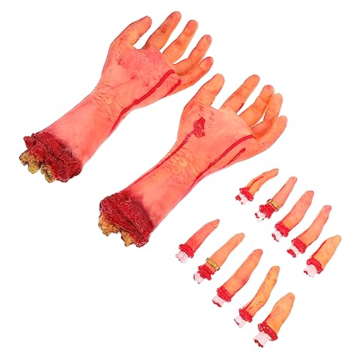 KONTONTY 1 Satz abgetrenntes Fingerspielzeug blutige Fingerstütze Halloween-Körperteile Halloween Horror deko Halloween grusel deko Halloween-Streich-Requisiten Halloween gebrochene Hand von KONTONTY