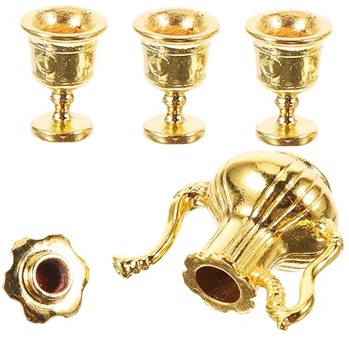 KONTONTY 1 Satz puppenhauszubehör Goldene Teetasse Spielzeug Foto-Requisite Szenenstütze Puppenhaus-Mini- Rollenspielzubehör Puppenhaus- und Teetassen Mini-Teetasse Metall von KONTONTY