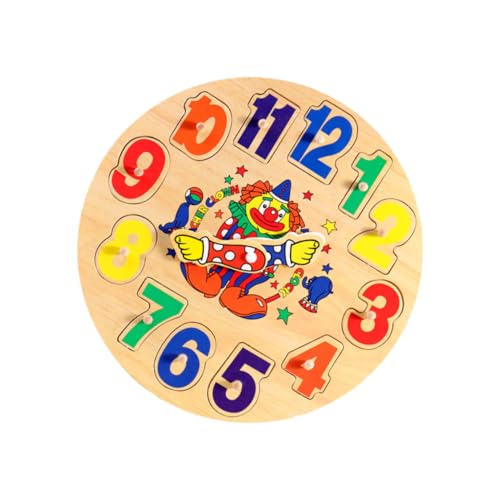 KONTONTY 1 Set Clown Clock Toys Für Kleinkinder Rätsel Kleinkind Puzzle Rätsel Vorschulspielzeug Kognitive Toys Kognitive Toys Early Education Holz von KONTONTY