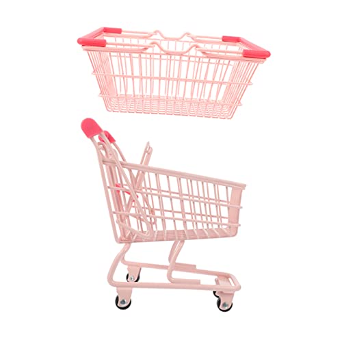 KONTONTY Shopping Basket 1 Set Einkaufskorb Einkaufswagen Für Babys Einkaufswagen Für Lebensmittel Mini Aufbewahrungskörbe Hausmöbel Mini Wagen Rosa Legierung Baby Auto Spielzeug von KONTONTY