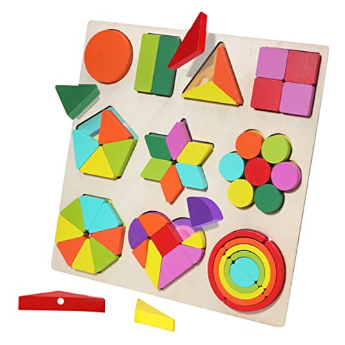 KONTONTY 1 Set Früherziehung Puzzle Spielzeug Spielzeug Puzzles Kinderspielzeug Geometrie Form Baustein Spielzeug Lehrspielzeug Holz von KONTONTY