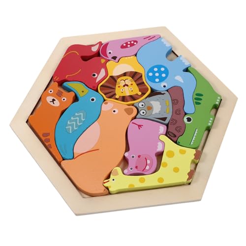 KONTONTY 1 Set Geometrische Holztiere Puzzle Für Interaktives Lernspielzeug Aus Für Kleinkinder Fördert Kreativität Und Tiererkennung Montessori Geeignet von KONTONTY