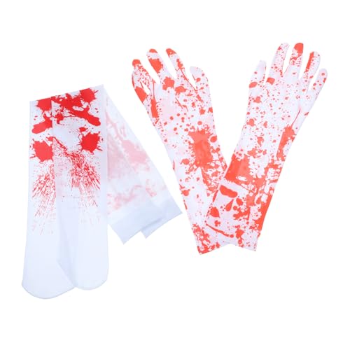 KONTONTY 1 Set Halloween Requisiten Oberschenkelhohe Halloween Socken Blutige Overknee Strümpfe Bluthandschuhe Halloween Zombie Handschuhe Halloween Zombie Kostüm Zombie Brautkostüm von KONTONTY