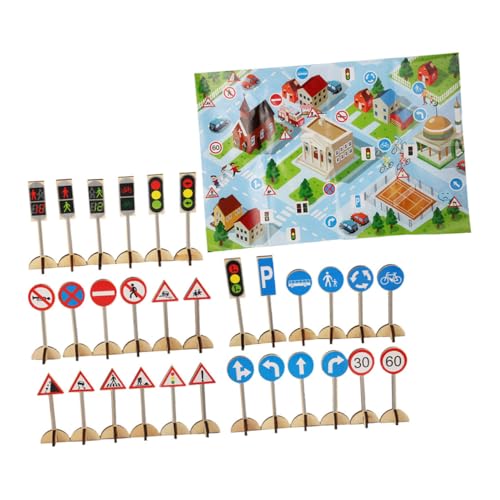 KONTONTY 1 Set Hölzerne Kindergarten Lehrmittel Simulation Verkehrszeichen Spielzeug Für Kinder Kognitives Spielzeug Für Kreatives Lernen Und Spielen Ideal Für Vorschulkinder von KONTONTY