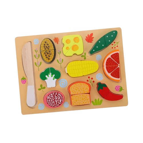 KONTONTY Spielküche Zubehör Set Mit Holzspielzeug Für Lernspielzeug Mit Schneidefunktion Für Früchte Und Gemü Pädagogisches Rollenspielzeug Für Kleinkinder Perfektes Für von KONTONTY