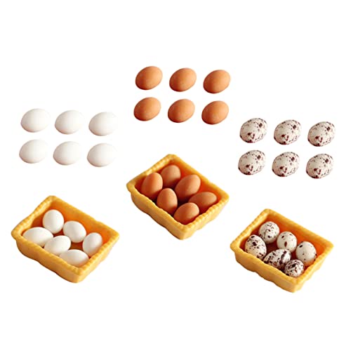 KONTONTY 1 Set Miniatur Eier Set Eier Tray DIY Bastelspielzeug Miniatur Dekorationen Für Puppenhaus Zubehör Für Mikro Landschaftsgestaltung 3 Boxen + 12 Weiße Eier + 12 Gefärbte von KONTONTY