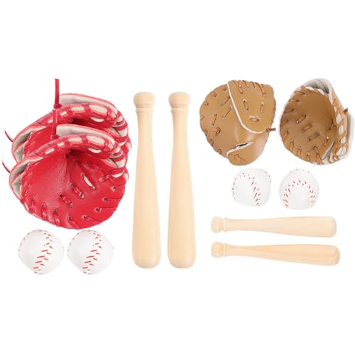 KONTONTY 1 Set Outdoor Baseball Und Softball DREI Teilige Set Babypuppenspielzeug Mini Toys Dollhouse Accessoires Outdoor Kleine Baseball Fledermaus Puppenhauszubehör Mini Leder von KONTONTY