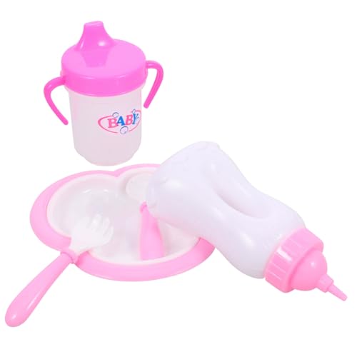 KONTONTY Babypuppen Puppenflasche 1 Set Puppen Milchflasche Und Besteckspielset Für Puppenzubehör Für Puppen Kognitive Spielzeuge Für Kleinkinder Ideales Für Puppenliebhaber von KONTONTY