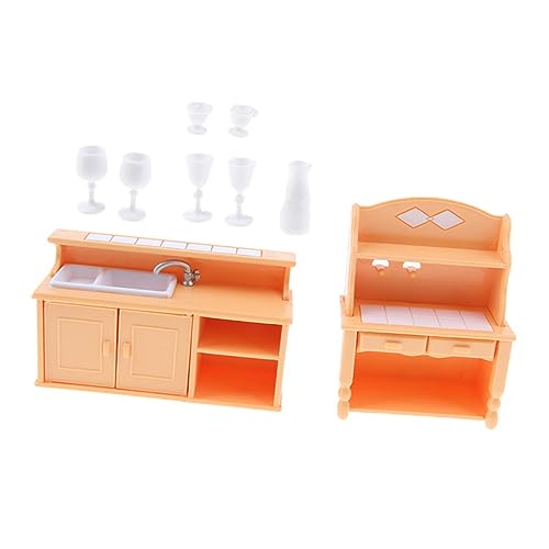 KONTONTY 1 Set Puppenhaus Puppenhausmöbel B Mini Schrankformen Mini Sachen Küchenformen Spielschrank Spielhausmöbel Spielküche Orangefarbener Kunststoff von KONTONTY