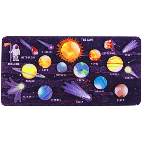 KONTONTY Holzspielzeug Puzzle Kinder Kinder Spielzeug 1 Set Von Planeten Puzzle Pädagogisches Solar System Puzzle Für Lernspielzeug Zur Erkennung Von Planeten Im Weltraum von KONTONTY