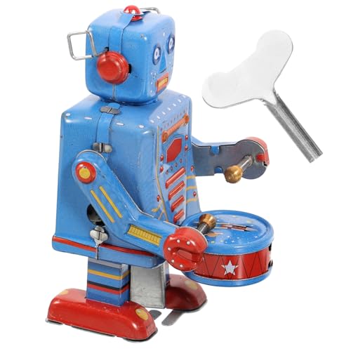 KONTONTY 1 Stück Vintage Trommelroboter Aufziehspielzeug Aus Weißblech Nostalgisches Spielzeug Für Kinder Mechanisches Spielzeug Mit Kindheitserinnerungen Antikes Design von KONTONTY