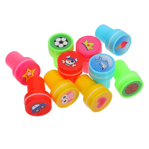 KONTONTY Cartoon-Stempel für Jungen und Mädchen 10-teiliges Druckset für Jungen und Mädchen Mini-Stempel zum Basteln Stempelspielzeug für Kleinkinder von KONTONTY