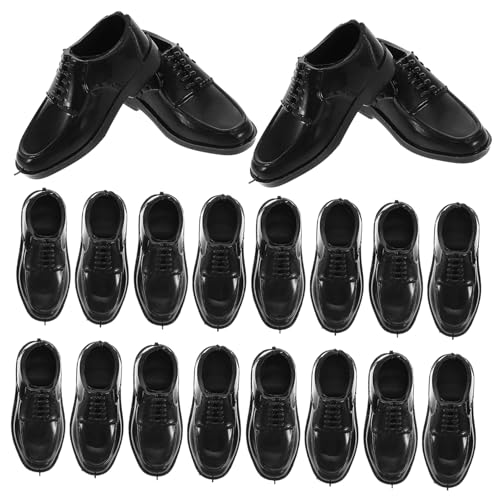 KONTONTY 10 Stück Schwarze Herrenschuhe Im Maßstab 1:6 Aus Kunststoff Für Miniatur-puppenschuhe, Winzige Mini-männerschuhe Für 11,6-Zoll-Puppen Für Puppenhausspiele, von KONTONTY