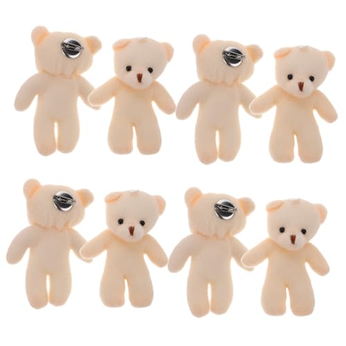 KONTONTY 10St Teddybär- Brosche Hut Broschen Plüschbärendekor Kunsthandwerk trägt Ornament Brustnadeln Kuscheliger Plüschbär Bekleidungszubehör Kleidungsdekor PP Baumwolle Weiß von KONTONTY