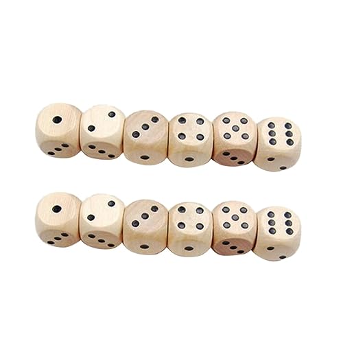 KONTONTY 10St hölzerne Hofwürfel Spiel zehn sechsseitige Würfel Jumbo Schaumwürfel Punkt Würfelbecher Würfelfach filges Rolling dice holzsteckwürfel Gaming zubehör Toy Holzwürfel Bambus von KONTONTY