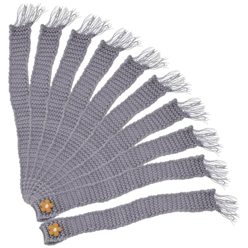 KONTONTY 10St kuschelig cutermesserser Accessoire für Stofftiere Decor Vielseitige Dekoration Kleidung Paillette Party bastelset basteln DIY Mini-Schal Schal für Weinflaschen Baumwolle Grey von KONTONTY