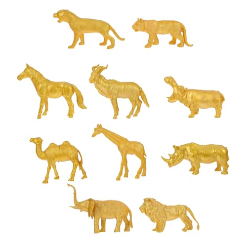 KONTONTY 10st Goldene Simulierte Tiere Tierfigur Tierische Kuchenfiguren Mini-Dschungel-wildtiere Wildtiermodell Realistisches Tierspielzeug Realistisches Tiermodell Simulationsfigur PVC von KONTONTY