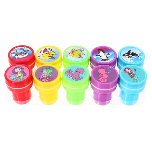 KONTONTY 10st Kinderstempel Stempel Für Kinderpartys Selbstfärbende Klassenzimmerstempel Selbstfärbende Stempel Meeresstempel Für Selbstfärbende Meeresstempel Meerestier-Stempel PVC von KONTONTY