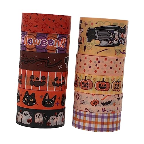 KONTONTY 11 Rolle Halloween-washi-Tape Dekoratives Klebeband Aufkleber Für Die Dekoration Tragbarer Dekoraufkleber Kreativer Dekoraufkleber Kinderaufkleber Farbige Aufkleber Papier von KONTONTY