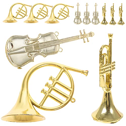 KONTONTY 12 Stück Musikinstrument Modell Mini Musikspielzeug Weihnachtsmusikinstrument Ornamente Weihnachtsgitarren Ornament Mini Musikinstrument Ornamente Miniatur Trompetenmodell von KONTONTY