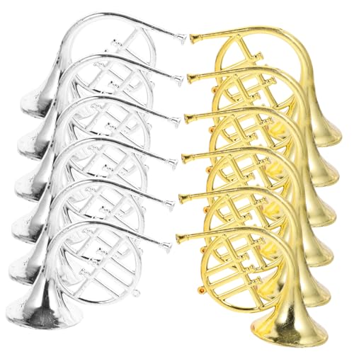 KONTONTY 12St Mini-Waldhorn-Anhänger Instrumente Bärenglocke hängendes Waldhornmodell Clown-Horn Musical Instruments Musikinstrument DIY Anhänger Weihnachtsbaum hängende Dekoration Plastik von KONTONTY
