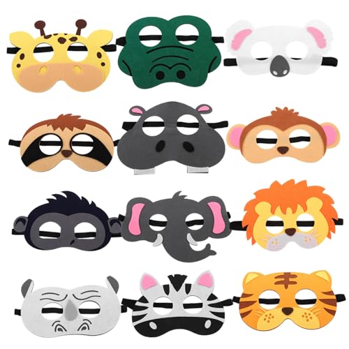 KONTONTY 12-teiliges Maskenset ohne Löcher mit Tiermotiven für Halloween gruselige Affenmaske furchterregende Tiermaske lustiges Maskenset für Jungen und Mädchen zum Masquerade-Tier-Cosplay von KONTONTY