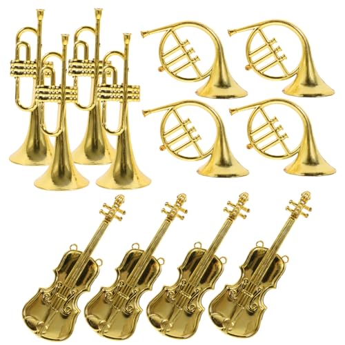 KONTONTY 12st Dekorationen Für Musikinstrumente Charme Reize Massenzauber Instrumentensatz Weihnachtsdekoration Puppenhaus-musikinstrumente Weihnachts-Mini-Instrumente Golden Abs von KONTONTY