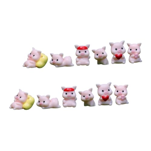 KONTONTY 12st Tiermodell Sparschwein Tiere Krabbe Huhn Hase Coop Bank Kaninchen Auto Bastelset Mini-Schweinchen-Modell Landschaftsschweinchenfigur Miniaturfiguren Rosa Harz von KONTONTY