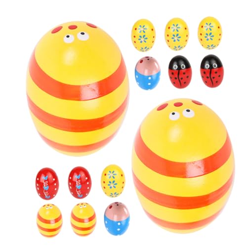 KONTONTY 15Pcs Simulation Ei Unterricht Musikinstrumente Musikinstrumente Ei Shaker Percussion Musik Eier Percussion Instrument Eier Für Maraca Egg Holz von KONTONTY