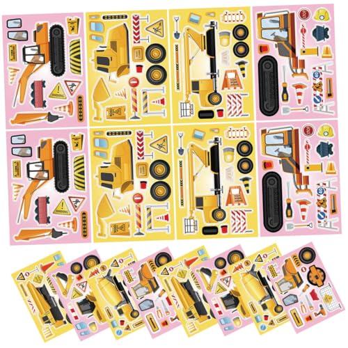 KONTONTY 16 Blätter BAU-LKW-Aufkleber kinderzimmer wanddeko Puzzle Toys spielsachen für Puzzlematte puzzlekleber Party-LKW-Aufkleber zum Selbermachen LKW-Puzzleaufkleber von KONTONTY