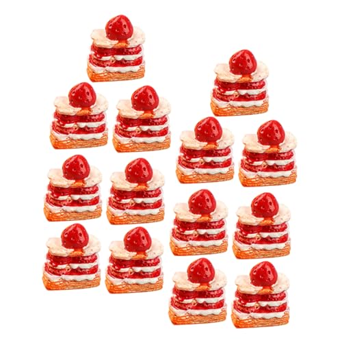 KONTONTY Künstliche Erdbeerkuchen Requisiten 16pcs Lebensechte Dessert Modell Für Küche Decor Party Zubehör von KONTONTY