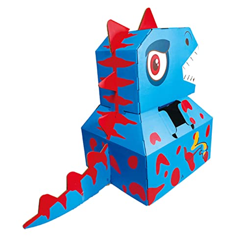 KONTONTY 1Stk Dinosaurier-Modell Karton verkleiden -Rätsel Kleinkindspielzeug Kinder bastelset basteln für Kinder Dinosaurier-Karton-DIY-Material DIY Dinosaurier karton Papier Blue von KONTONTY